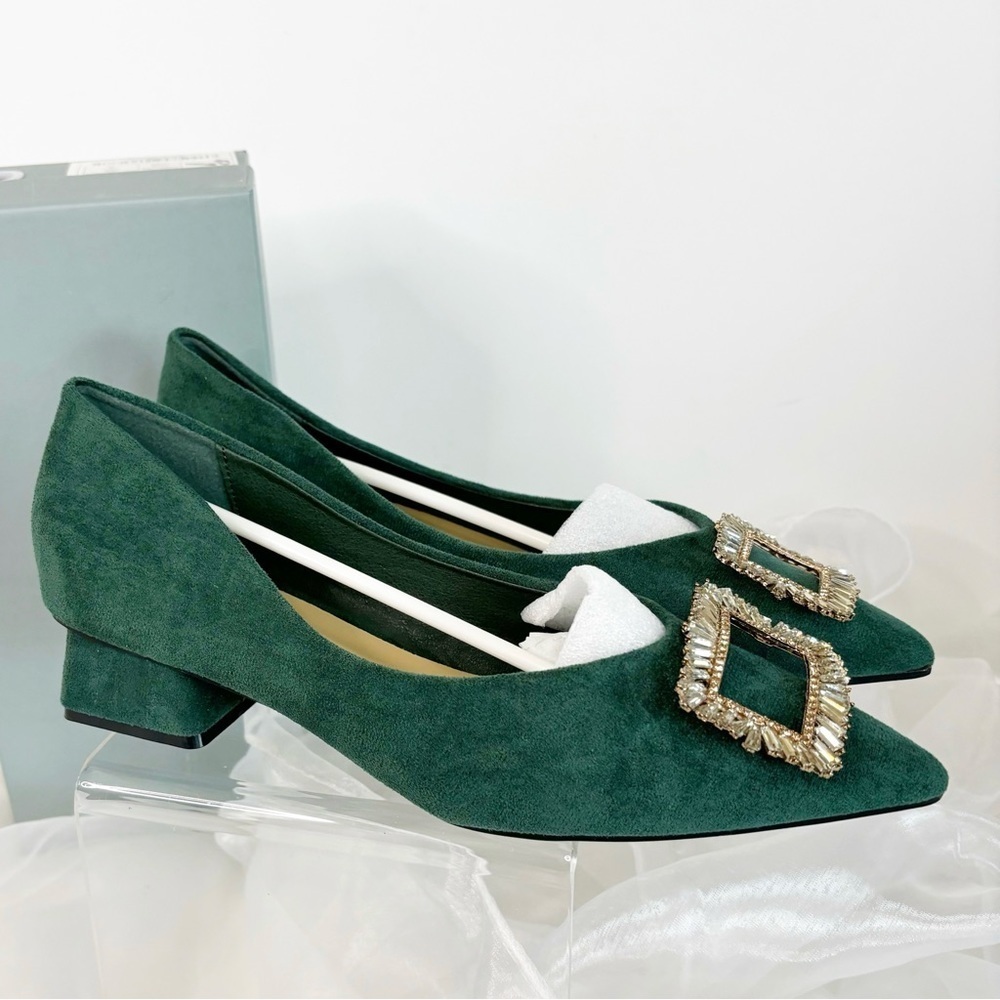 C.Paravano Women’s Alessia Embellished Suede Middle Heel Pumps!